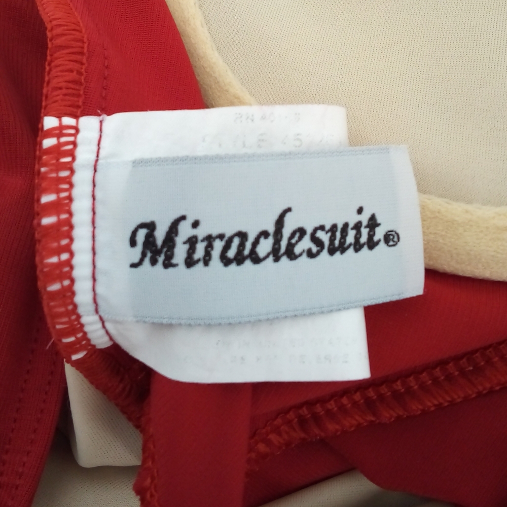 Miraclesuit Red Solid Flattering Draped One Piece… - image 2